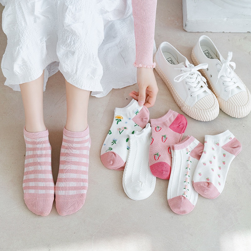 Tất nữ, tất nam nữ cổ ngắn cute hình SWEET HỒNG, vớ nam nữ cao cổ ngắn phong cách Vintage hàn quốc chống hôi chân