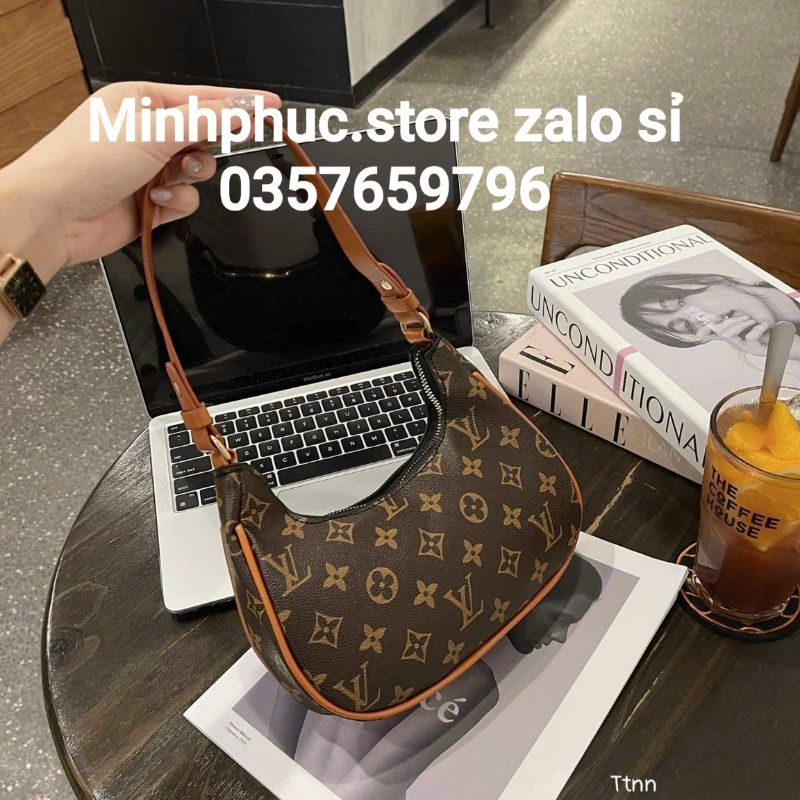 Túi kẹp nách nữ hoa nâu