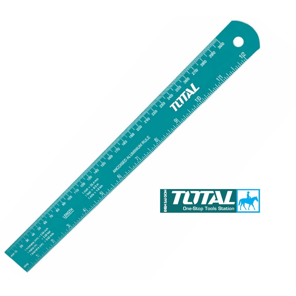 Thước Lá Nhôm Dài 30cm Hệ CM và INCH Ruler TOTAL TMT633002