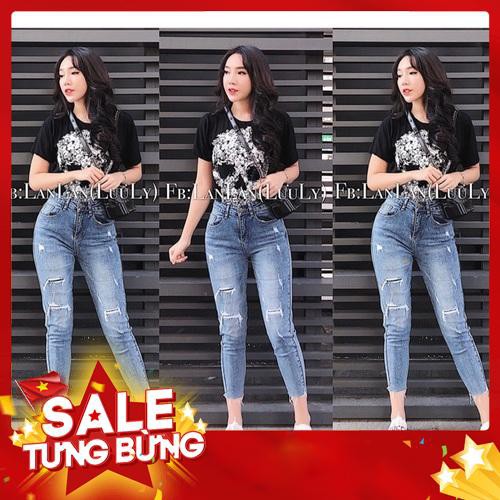 QUẦN JEAN DÀI 9 TẤC BIG SIZE NỮ vá đắp rách 2436 - HOT