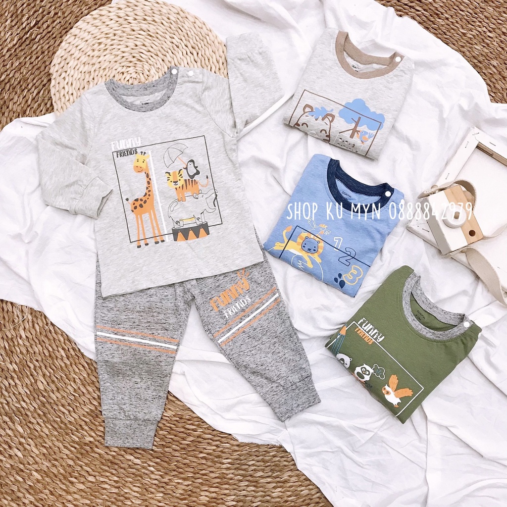 Bộ dài tay cho bé trai , bộ thu đông vải cotton mặc điều hoà Dokma DMB356