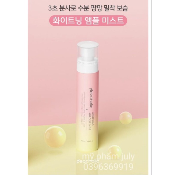 Xịt khoáng trắng da,căng bóng PEACHOLIC Whitening Ampoule Mist | BigBuy360 - bigbuy360.vn