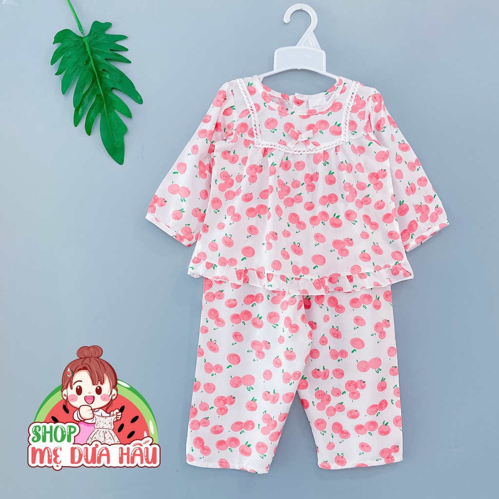 Bộ mặc nhà - Đồ bộ bé gái vải tôn, lanh lụa loại 1 dài tay tiểu thư 8-32kg shop mẹ dưa hấu