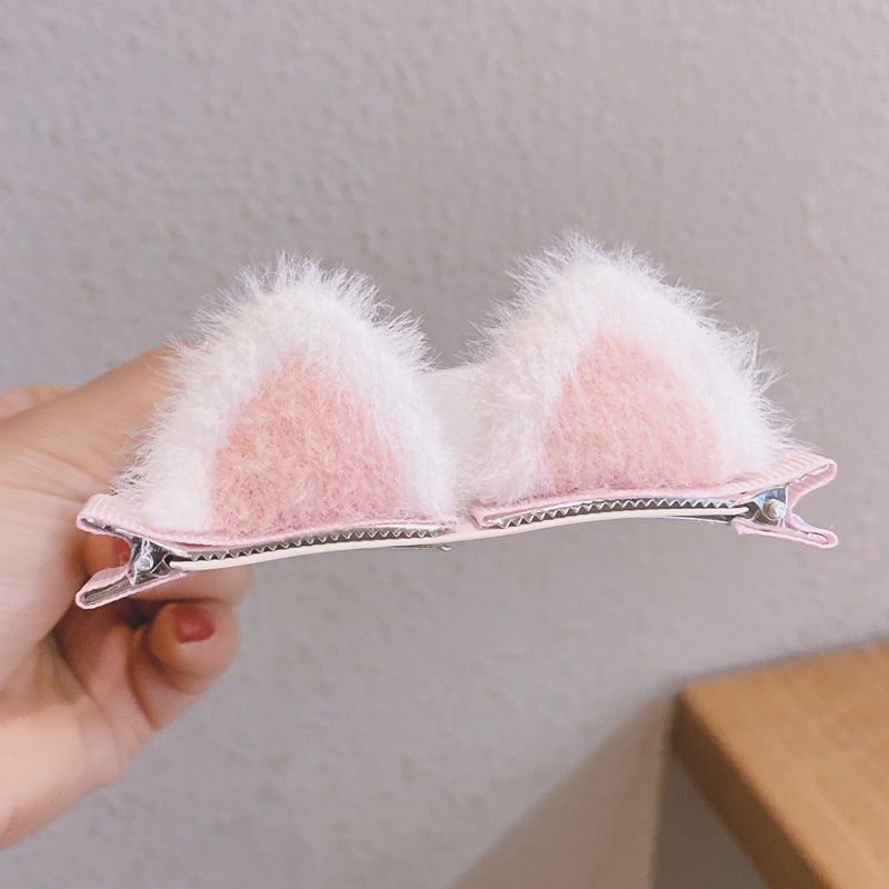 Kẹp tóc vải lông hình tai mèo xinh xắn dễ thương thời trang thu đông cho bé gái