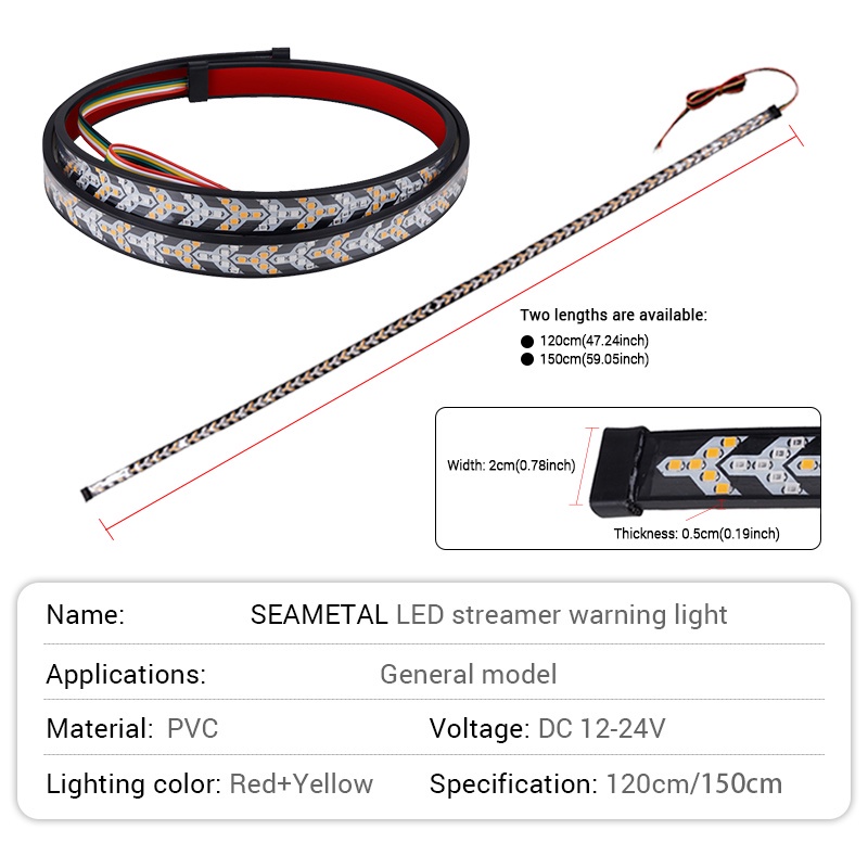 Dải đèn hậu LED SEAMETAL 12V / 24V tín hiệu rẽ chống thấm nước chiếu sáng ban ngày cho xe bán tải/ xe hơi Jeep SUV