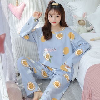 Bộ đồ ngủ dài tay dáng rộng phong cách Hàn Quốc xinh xắn cho nữ