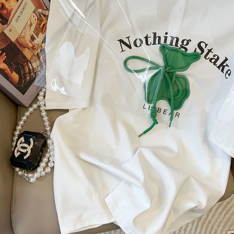 Áo Thun Tay Ngắn Phồng In Họa Tiết Sáng Tạo Thời Trang Cho Nữ