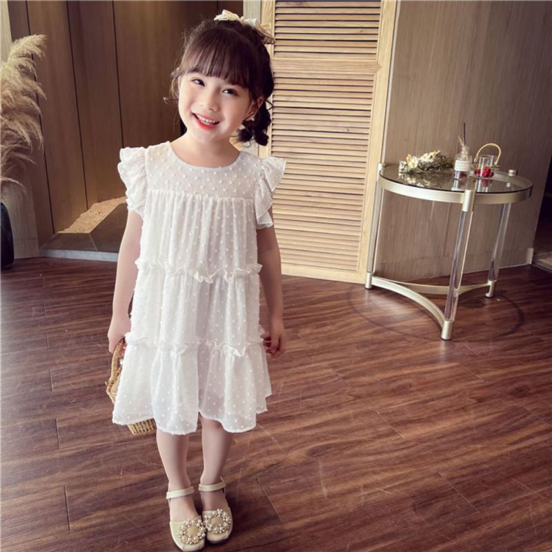 Đầm Công Chúa Vải Chiffon Phối Ren Cho Bé Gái
