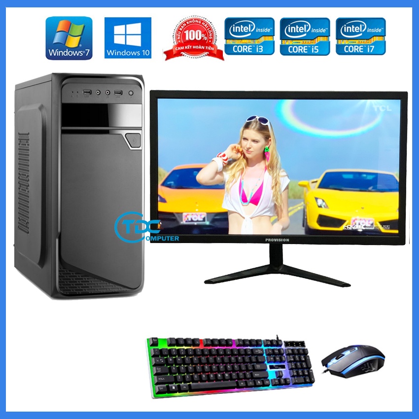 Bộ máy tính để bàn MAX PC+Màn hình 24'' Full HD Provision core i3, i5 i7 Ram 8GB,SSD 120GB + Quà Tặng bô phím chuột