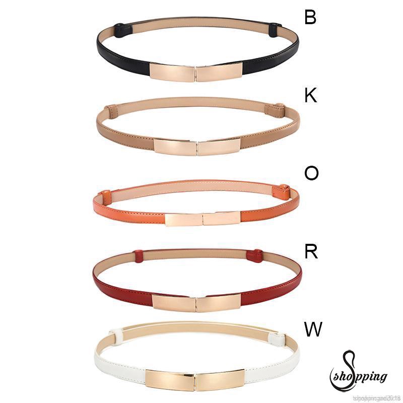 Thắt lưng nữ vải da khóa vuông nhiều màu thời trang