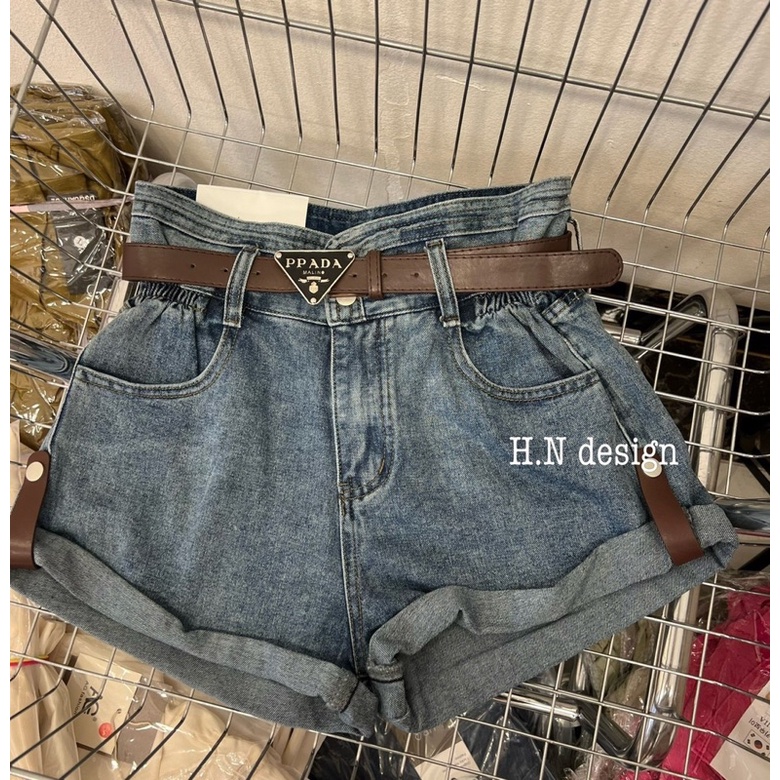 Quần sooc jean p da ra kèm đai siêu hot loai 1