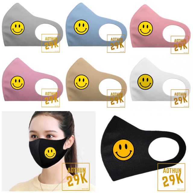 KHẨU TRANG VẢI SMILEY SIU CUTE 7 MÀU LỰA CHỌN