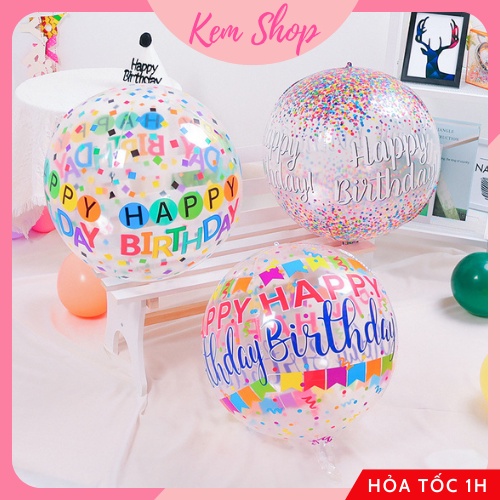 Bóng 4D Happy Birthday 22'' trong suốt trang trí sinh nhật phong cách Hàn Quốc - Kem Shop K219