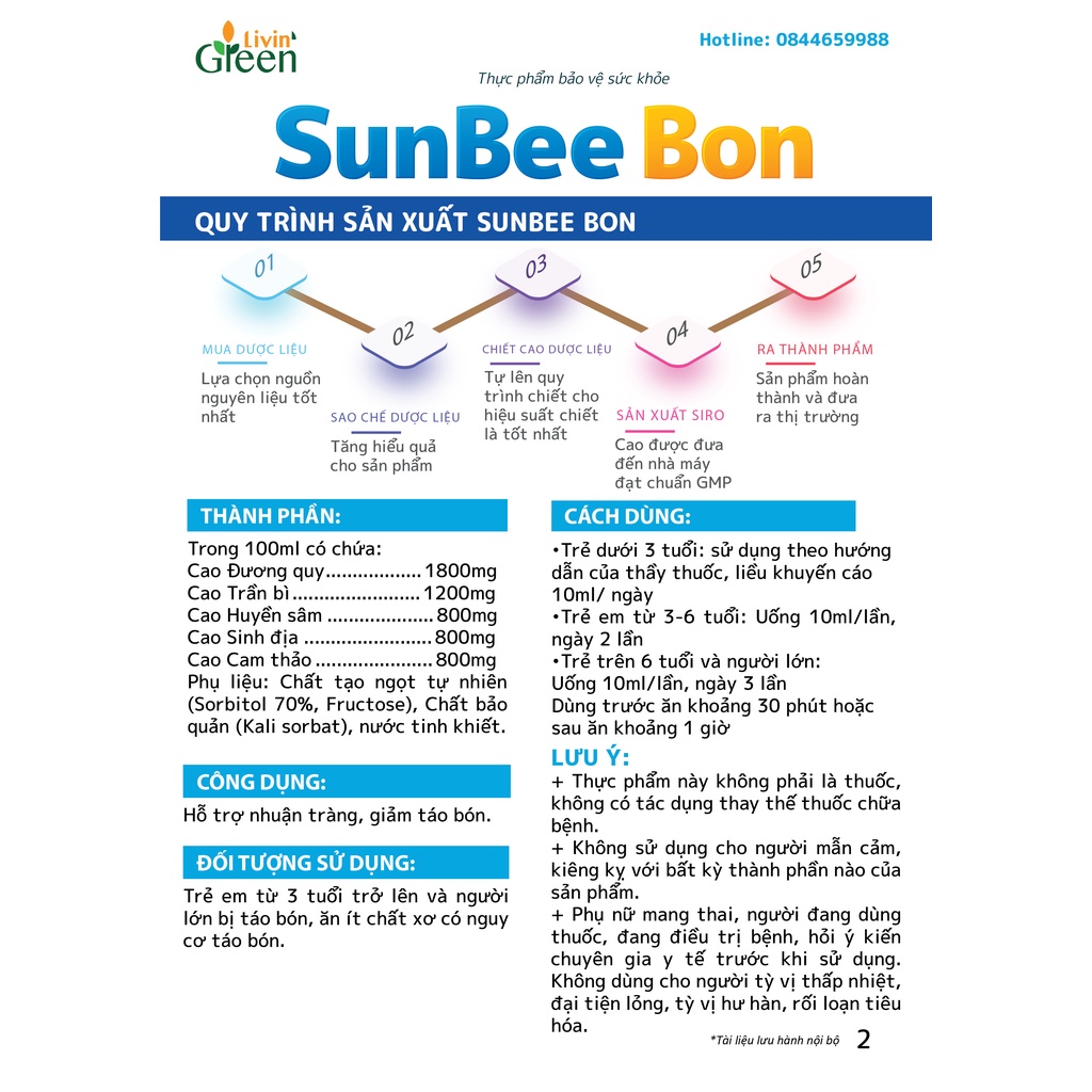 SUNBEE BON_Hỗ trợ nhuận tràng giảm táo bón từ thảo dược - CT TNHH Livin' GreenE