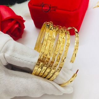 Vòng tay mạ vàng nữ l125, bộ 7 vòng ximen khắc máy mạ vàng 24k cao cấp namoo jewelry