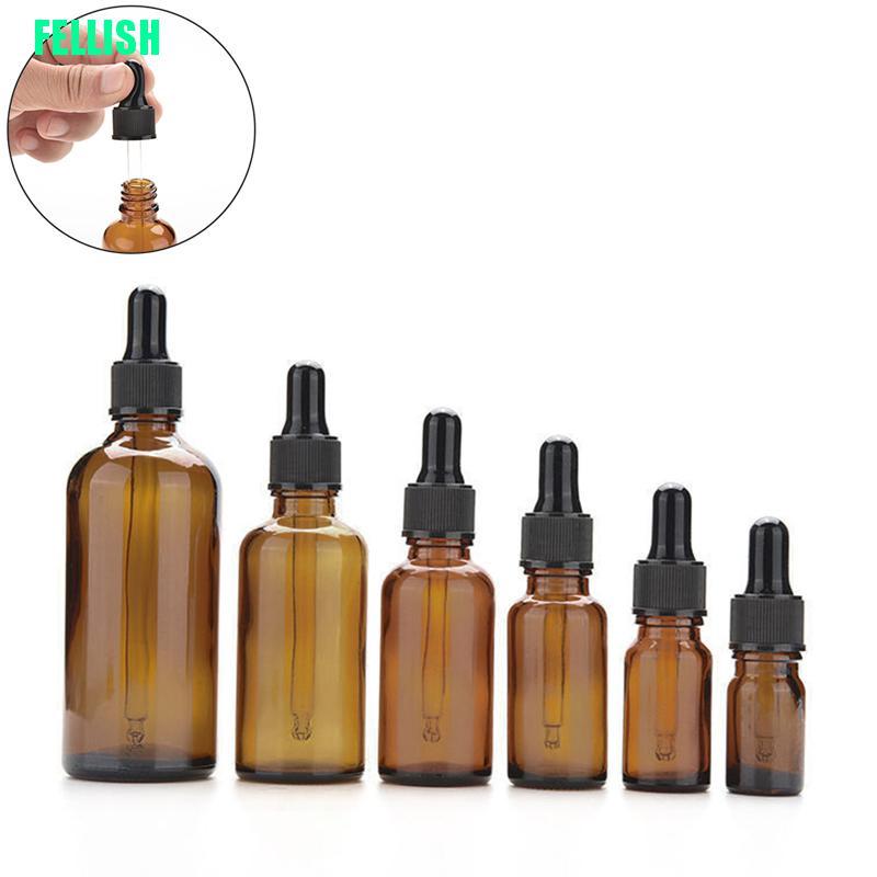 [Hàng mới về] Chai đựng dầu thơm bằng thủy tinh màu hổ phách 5ml-100ml có ống nhỏ giọt tiện lợi
