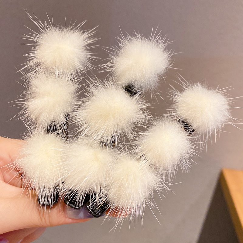 Kẹp Tóc Mái Đính Bóng Lông Dễ Thương Ngọt Ngào Phong Cách Hàn Quốc Cho Nữ