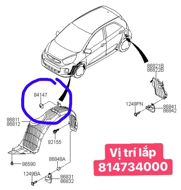 Nút nhựa dù nhấn lòng dè chính hãng KIA & HUYNDAI
