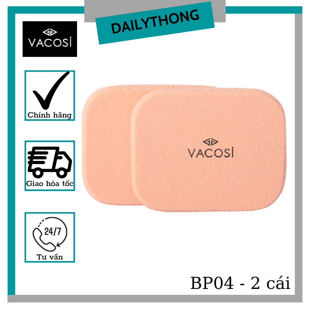 Combo 2 bông phấn ướt Vacosi size‎ nhỏ vuông﻿ và tròn, giọt nước