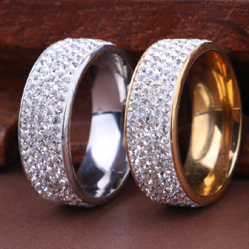 Nhẫn thép không gỉ đính đá zircon nhiều màu sắc 8mm thời trang cho nam và nữ 8-12