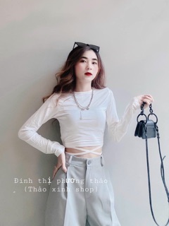 Áo croptop cột dây eo tay dài B2z7u