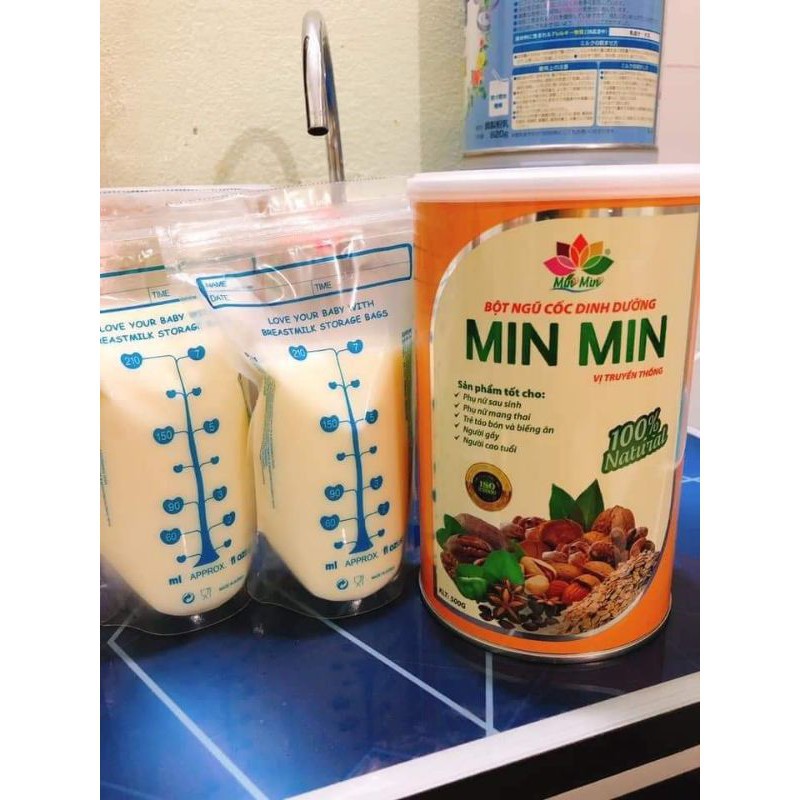 Bột ngũ cốc lợi sữa min min 29 loại hạt cao cấp hộp 500gr, ngũ cốc bầu min min date mới nhất