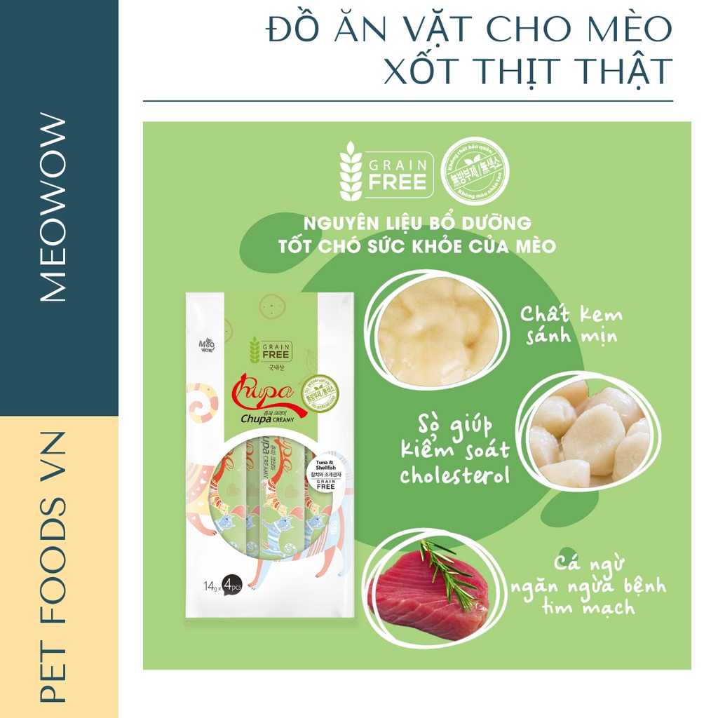 Sốt dinh dưỡng cho mèo MEOWOW Chupa Creamy 56g