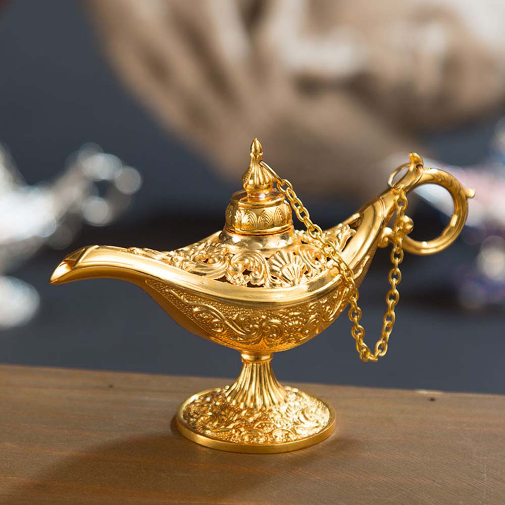 Phụ kiện trang trí kiêm đế đốt trầm hương hình cây đèn Aladin phong cách retro vintage cầu nguyện điều ước cho nhà cửa