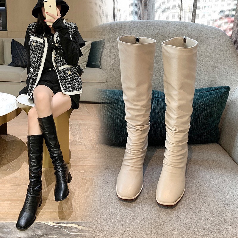 BỐT ĐÙI DA MỜ NHĂN TRƯỚC NỔI BẬT CÓ LÓT LÔNG FULLBOX B082-1