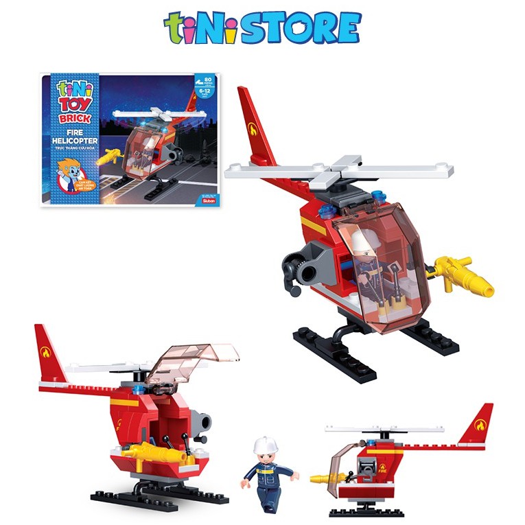 Đồ chơi lắp ráp sáng tạo lego trực thăng cứu hỏa 80 mảnh ghép YY652973