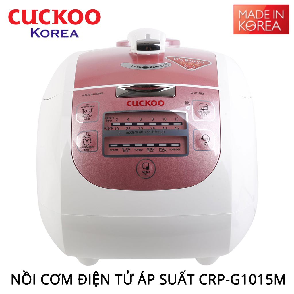 Nồi cơm điện tử áp suất Cuckoo CRP-G1015MH dung tích 1.8 lít xuất xứ Hàn Quốc màu hồng - Bảo hành chính hãng 24 tháng