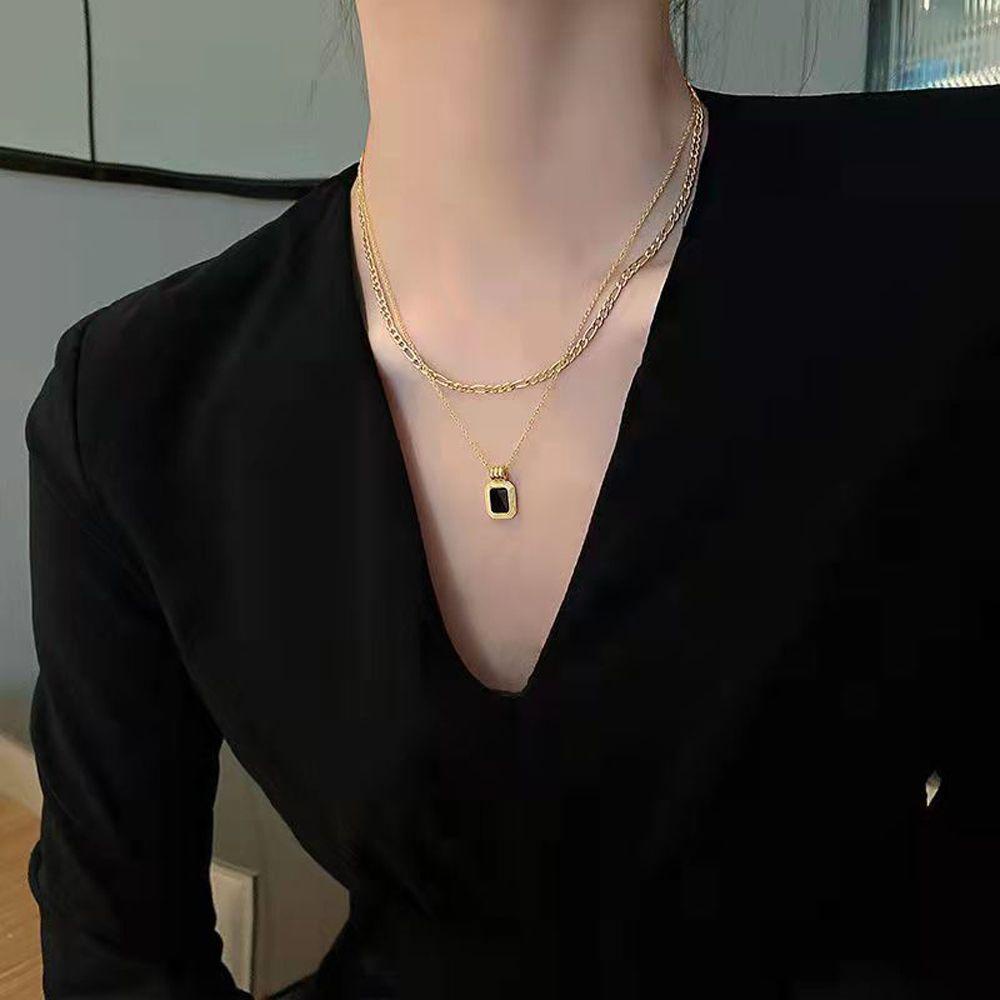 AROMA Vòng Cổ Choker Mặt Khối Lập Phương Bằng Đồng Đơn Giản Sáng Tạo Phong Cách Hàn Quốc