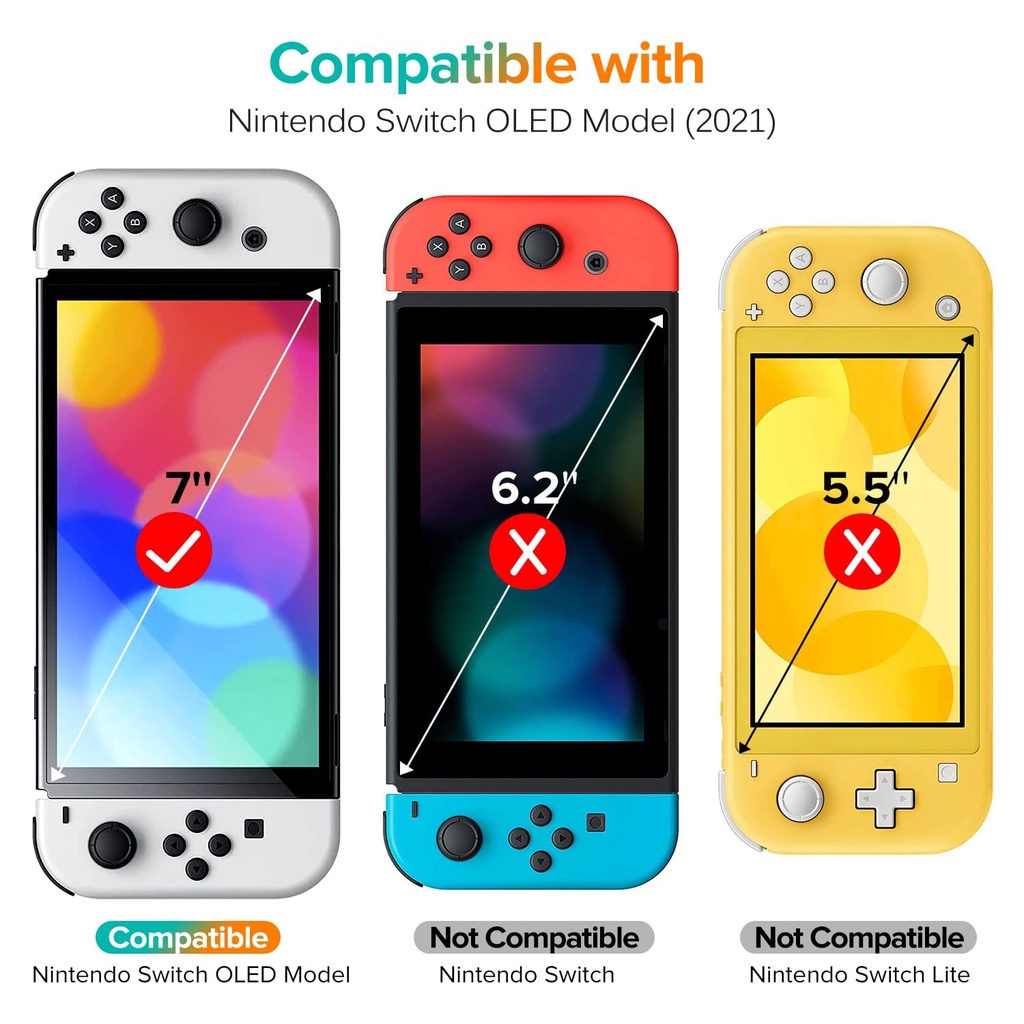 3 Miếng dán kính cường lực bảo vệ màn hình LAMMCOU với khung căn chỉnh cho Nintendo Switch OLED Model 2021