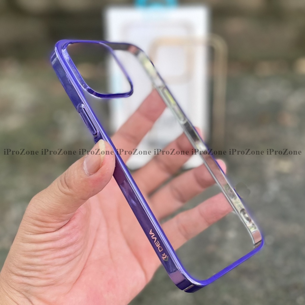 Ốp lưng cứng trong suốt viền mầu cho Smart Phone 14 Pro Max , 14 Plus chính hãng DEVIA hỗ trợ sạc không dây cao cấp