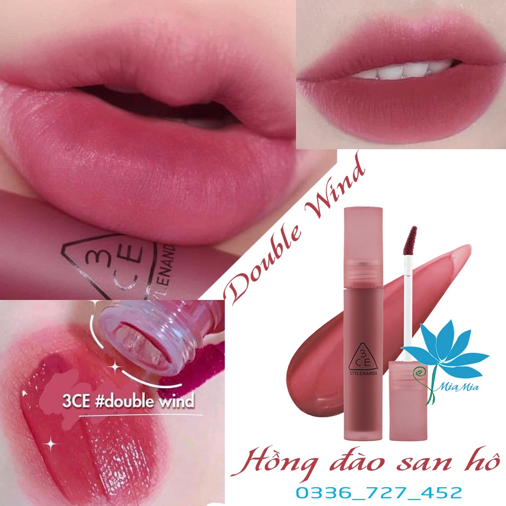Son Kem Lì 3CE Double Wind - Màu Đỏ Vang 4.6g Blur Water Tint Say Đắm Mềm Mượt Không Khô Môi Lâu Trôi