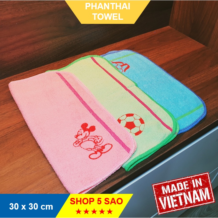 Khăn mẫu giáo mầm non bo viền nhiều màu 50 kí tự khác nhau 30x30cm  #khanmaugiao