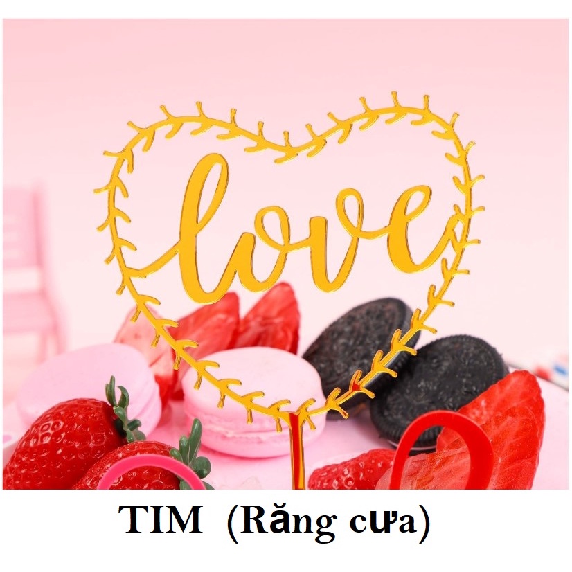 Túi 10 meka chữ Love trang trí bánh sinh nhật, mica cắm bánh sinh nhật