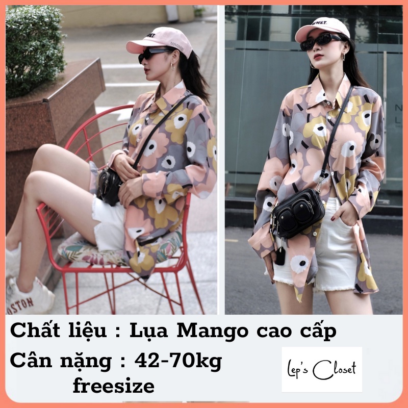 Áo sơ mi nữ Lụa Hoa cá tính , áo sơ mi tay dài siêu đẹp , áo giấu quần cá tính | BigBuy360 - bigbuy360.vn