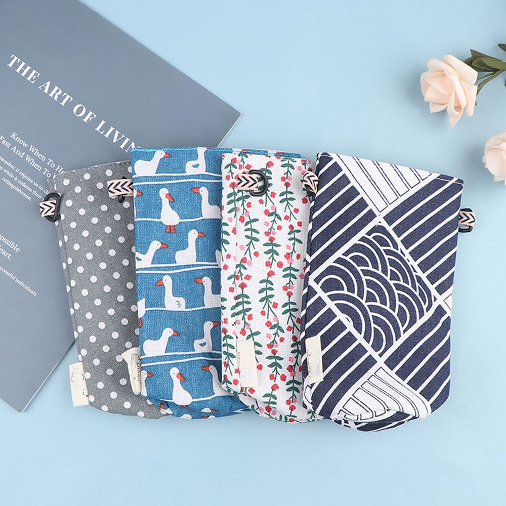 Aaron1 Túi Đeo Chéo Đựng Bình Nước Bằng Vải Cotton Lanh Có Thể Điều Chỉnh Thời Trang Cho Nữ