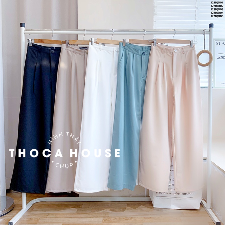 Quần tây công sở thiết kế ống rộng trơn THOCA HOUSE trắng, đen, nude, cafe, xanh mint hàng độc quyền
