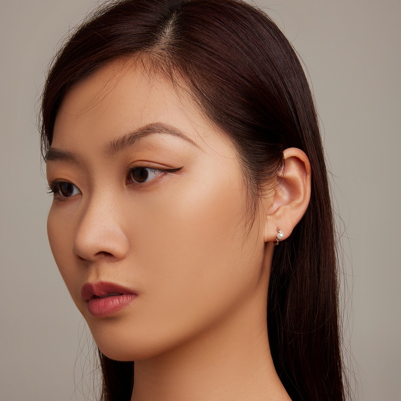 BAMOER Bông Tai Vỏ Sò Xi bạc 925 ĐíNh Đá ThờI Trang