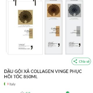 Combo cặp dầu gội xả Collagen VINGE 1000ml