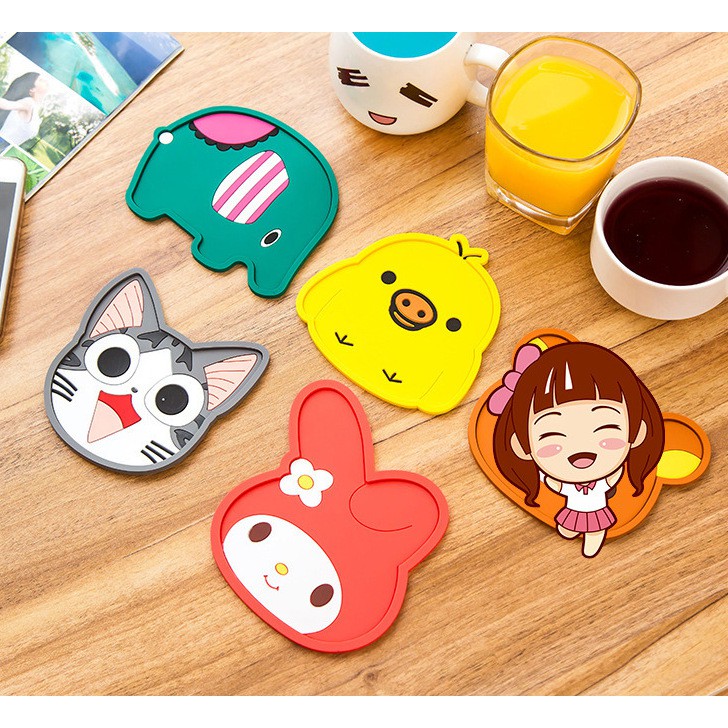 Miếng Lót Ly Hình Thú Silicon Dễ Thương Cute Sinh Động Bàn Làm Việc