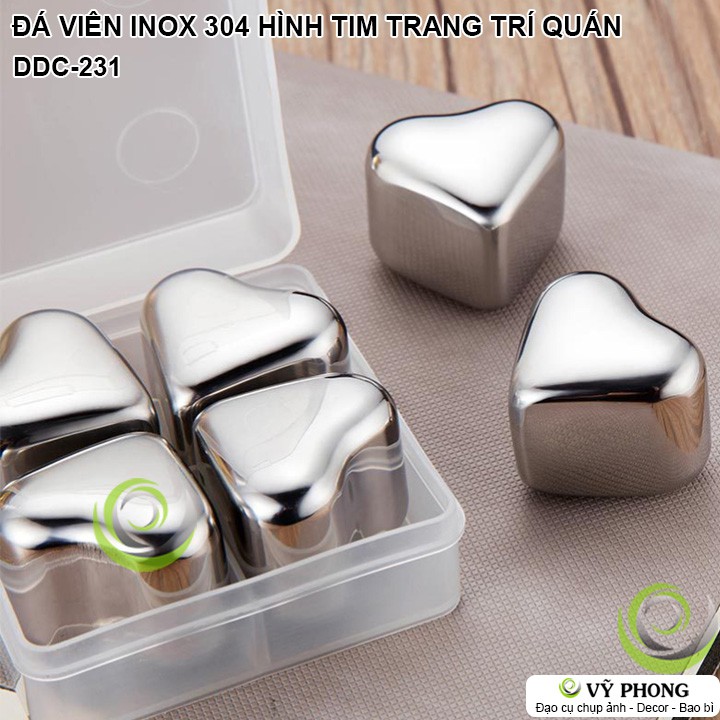 ĐÁ VĨNH CỮU INOX 304 HÌNH TRÁI TIM GIỮ LẠNH ĐỒ UỐNG PHA CHẾ TRANG TRÍ ĐẠO CỤ CHỤP ẢNH SẢN PHẨM INS DDC-231