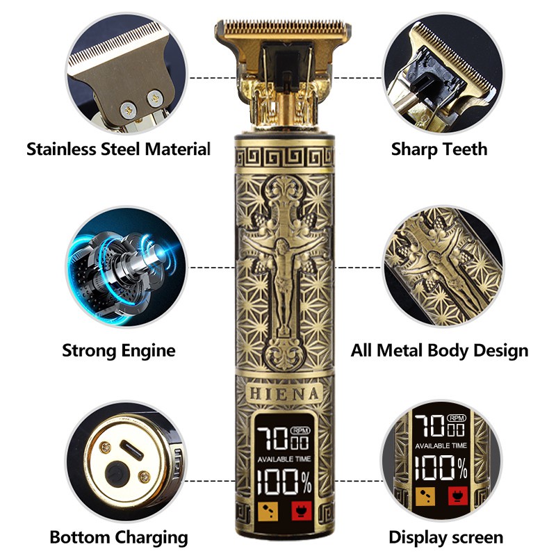 Máy cạo râu Cắt Tóc Chuyên Nghiệp Cho Nam Có Thể Sạc Lại 0mm