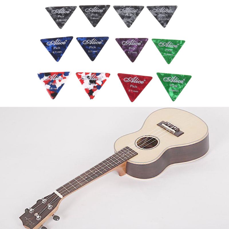 Bộ 12 Miếng Gảy Đàn Guitar Mỏng Vừa Hình Tam Giác Nhiều Màu Sắc