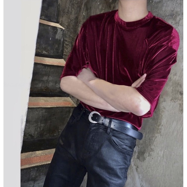 Áo thun nhung nam sang trọng, bóng bẩy, nổi bật