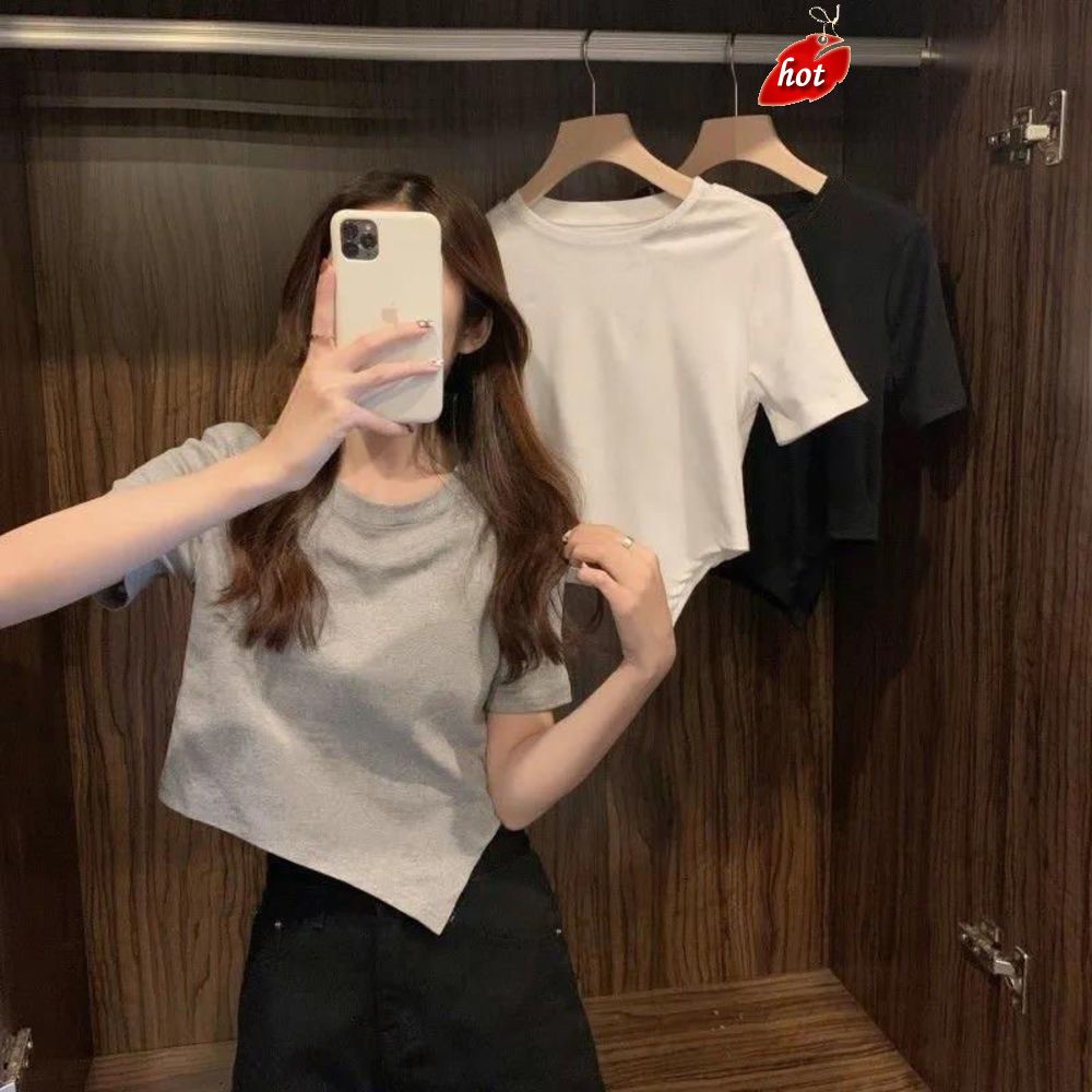 Áo Thun Tay Ngắn Hở Rốn Thời Trang Mùa Hè 2021 Cho Nữ