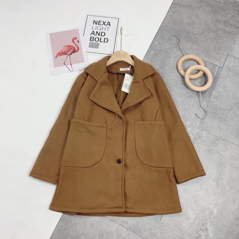 Áo khoác dạ cổ vét 2 túi ốp. | BigBuy360 - bigbuy360.vn