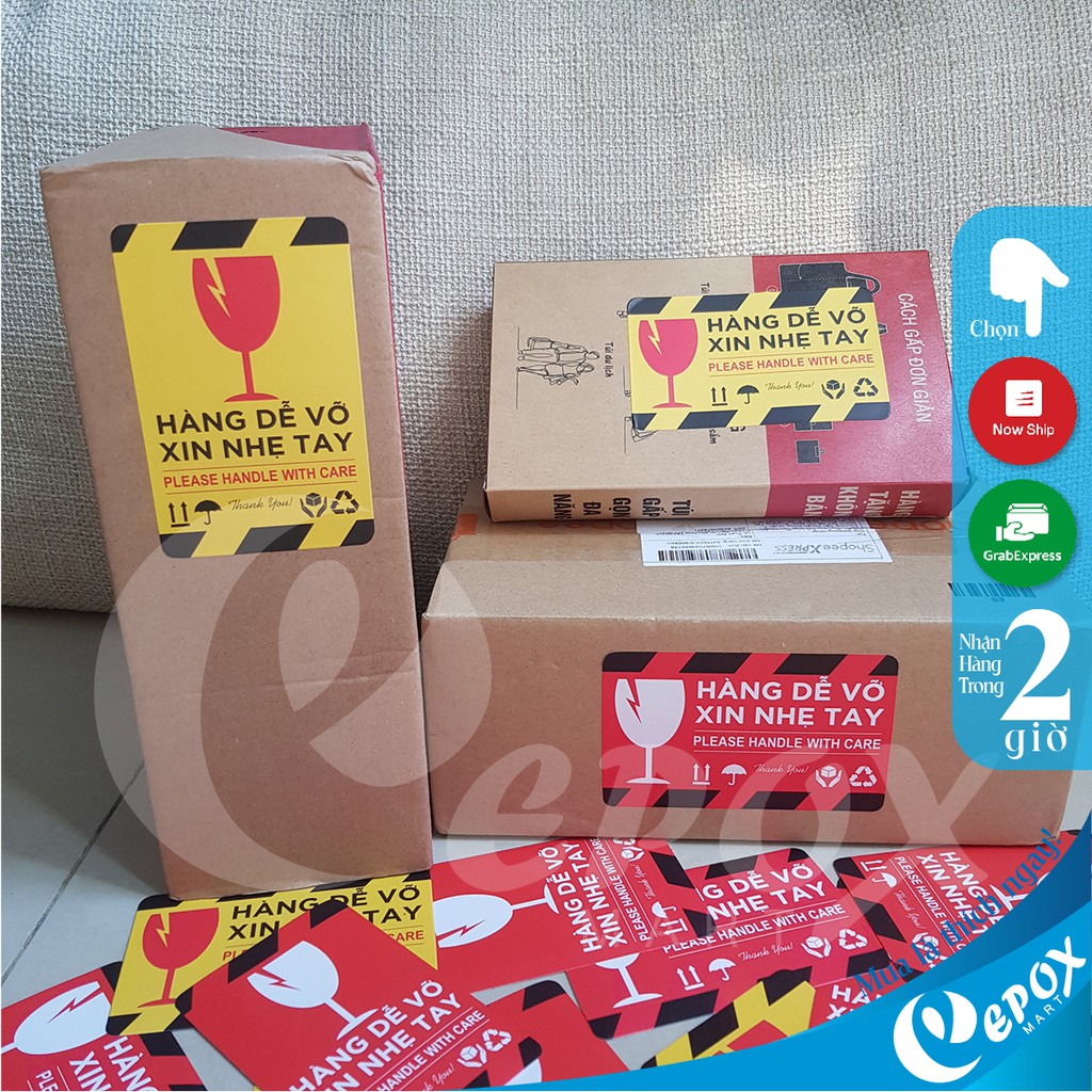 [RẺ VÔ ĐỊCH] Sticker hàng dễ vỡ 11cm [SET 100 tờ]